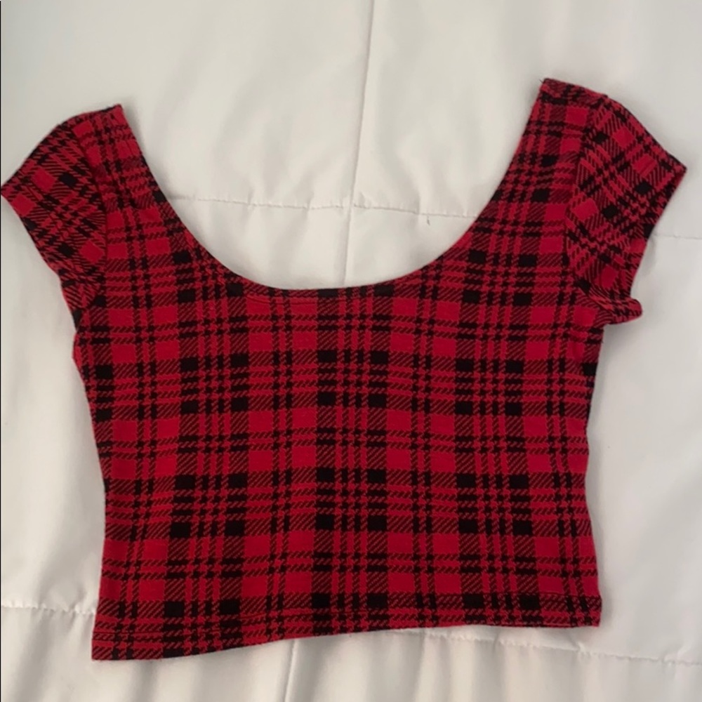 Red and black crop top